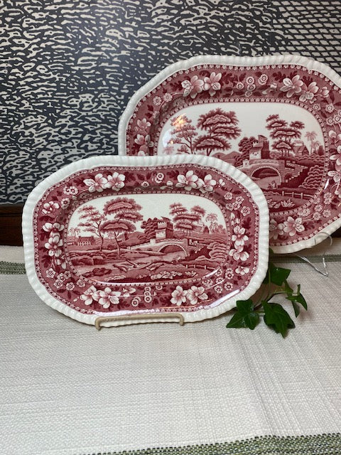 Copeland Spode’s Tower Red Transferware Platter – Large (10” x 13”)