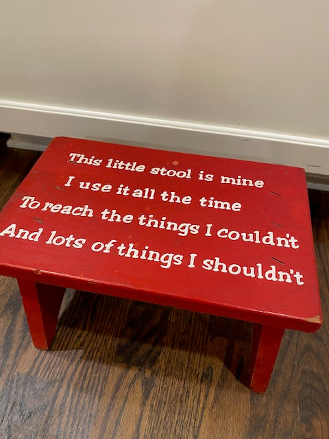 Vintage Red Painted Wooden Step Stool – American Cottage Décor