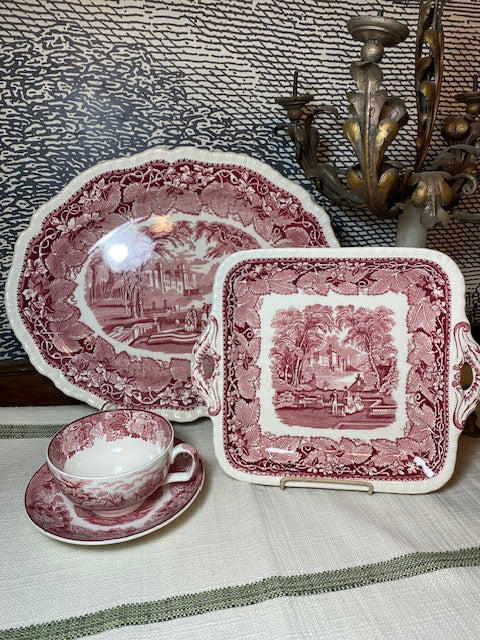 Vintage Red Transferware Tableware – Mason’s “Vista” & Woods Ware (England)
